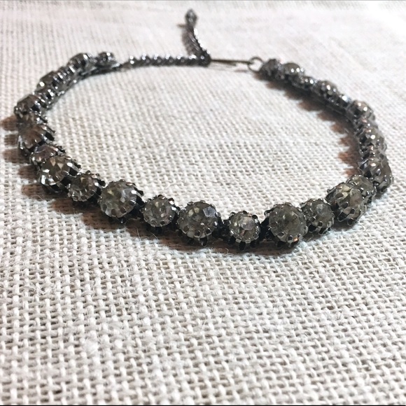 Vintage glam choker, rhinestone & antique silver - Picture 3 of 5